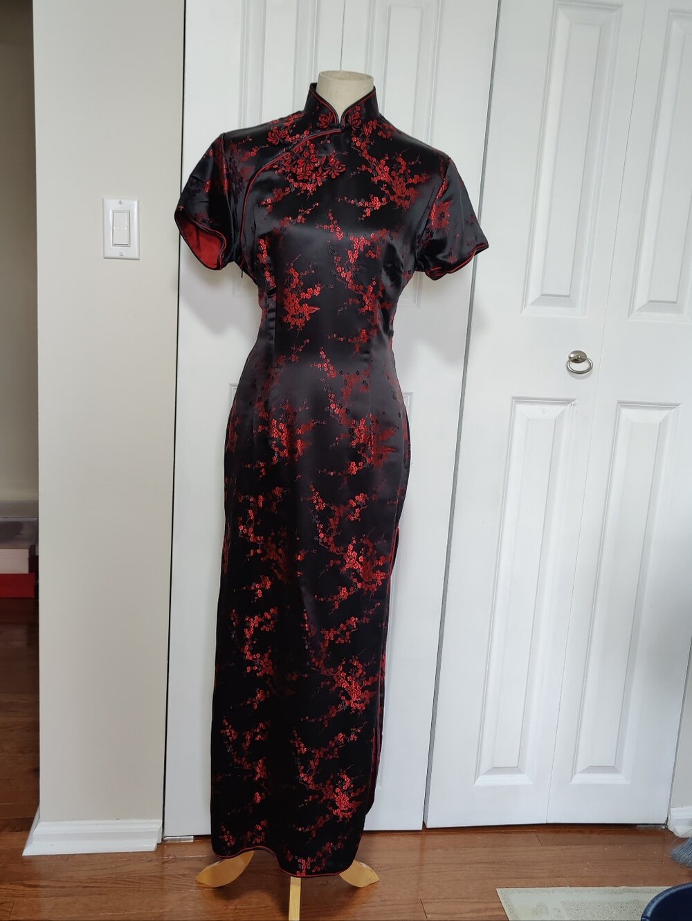 Oriental Jacquard Maxi Dress Mandarin Size 42